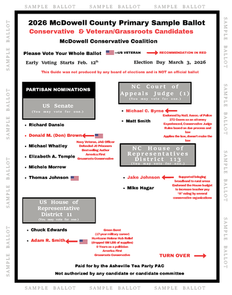 McDowell County 2026 Primary Conservative and Veteran Ballot