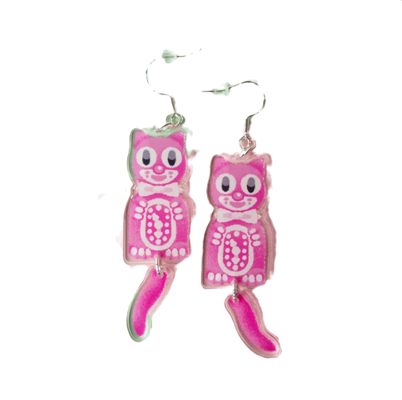 PInk Kit-Cat Clock Earrings