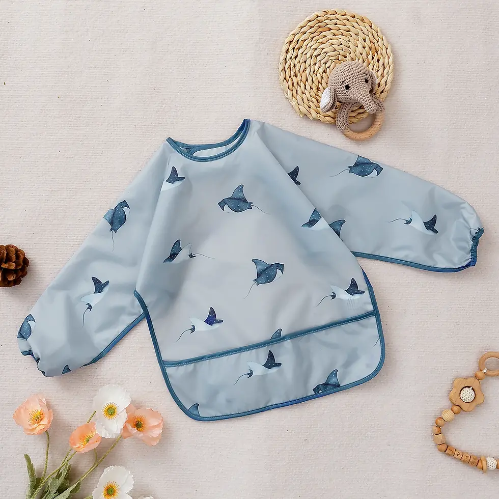 Miniatura: Elinfant 1PC Long Sleeve Bibs, Waterproof Feeding Bibs,Washable Burp