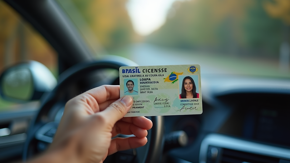 Close-up view of a Brazilian driver's license being held