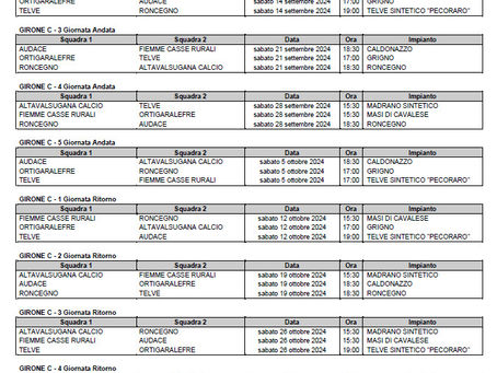 CALENDARIO Campionato JUNIORES U19 Qualificazioni provinciali DAO