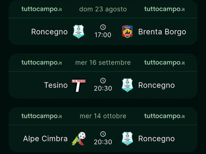 Coppa Promozione, il 23 agosto Roncegno - Brenta Borgo