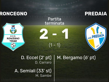 Roncegno - Predaia 2-1, la cronaca