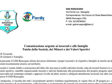 Comunicazione urgente ai tesserati e alle famiglie. Tutela della Società, dei Minori e dei Valori Sportivi