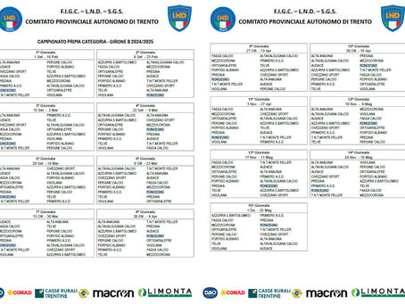 Campionato Prima categoria, si parte il 1° settembre: Roncegno-Ortigaralefre