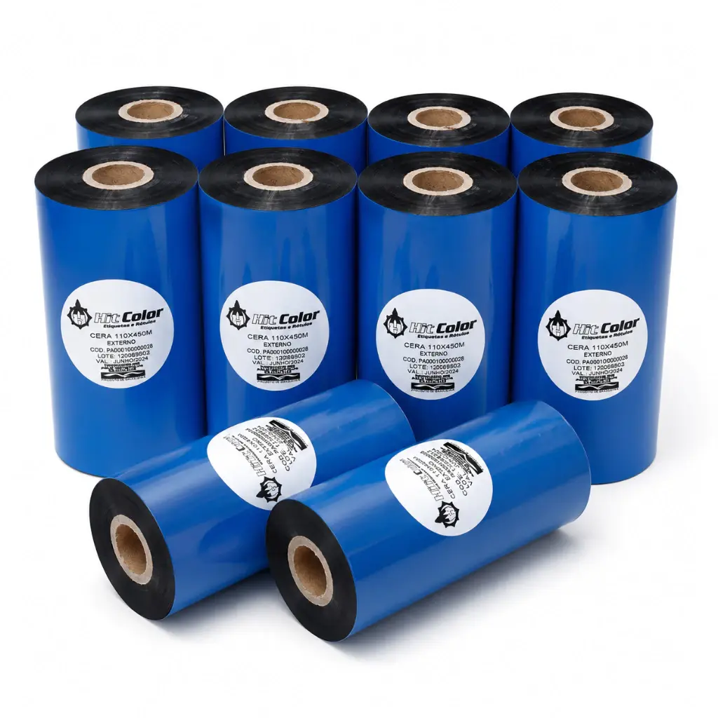 Kit 10 Unidades Ribbon Cera 110x74 para Impressora de Etiquetas Térmica