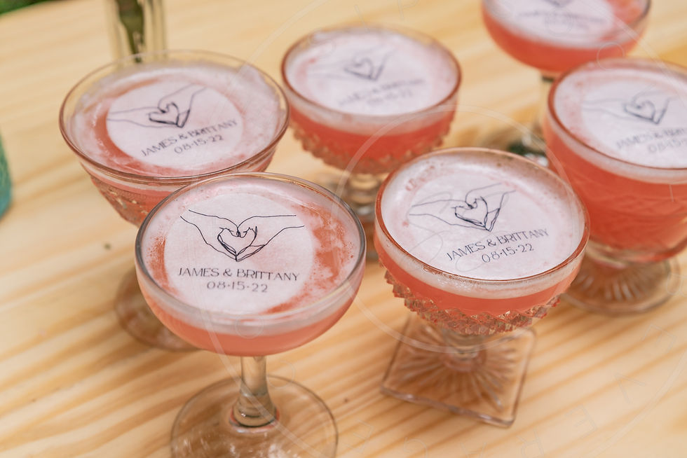 Hand Heart Name and Date drink topper
