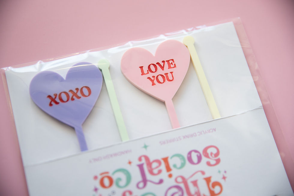 Thumbnail: SET OF 4- Retro Conversation Heart Drink Stirrers- Galentine