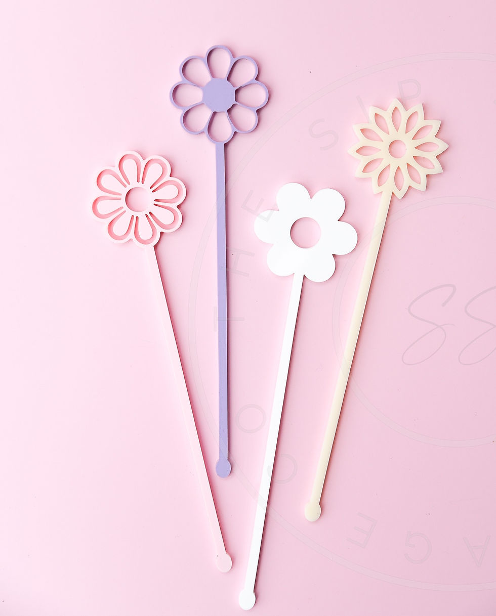 Set of 4- Mixed Flower Drink Stirrers