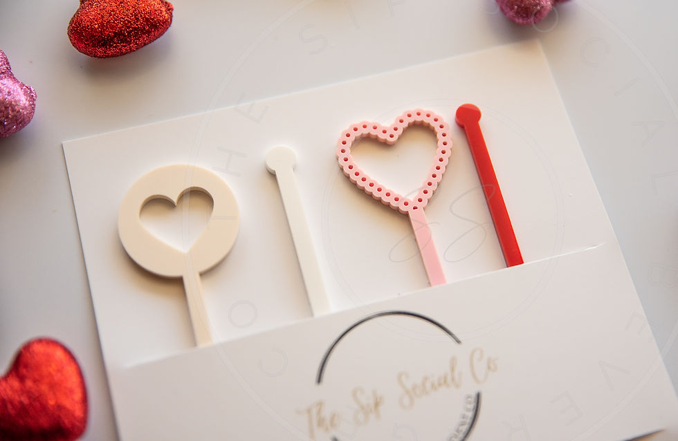 Thumbnail: SET OF 4- Valentines Drink Stirrers- Heart- XOXO- Stir Stick- Galentine