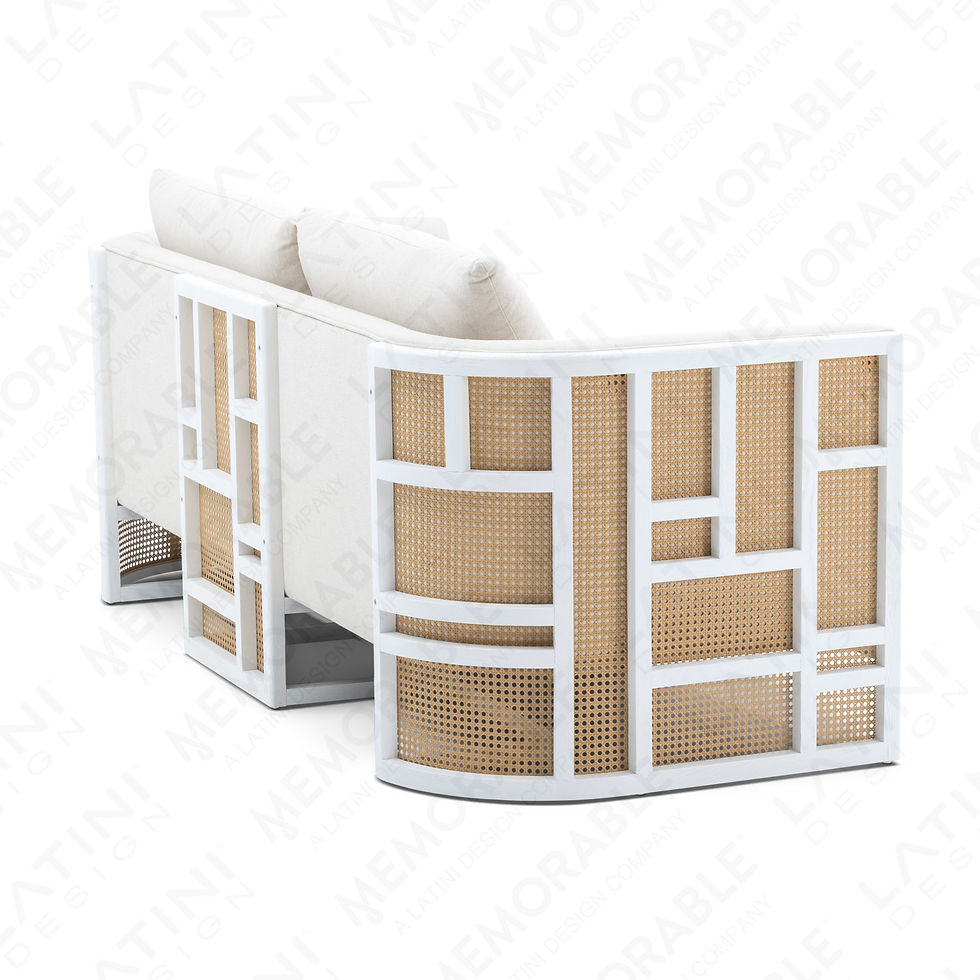 Miniatura: Divano Palmdale Bianco e Rattan 3 Posti