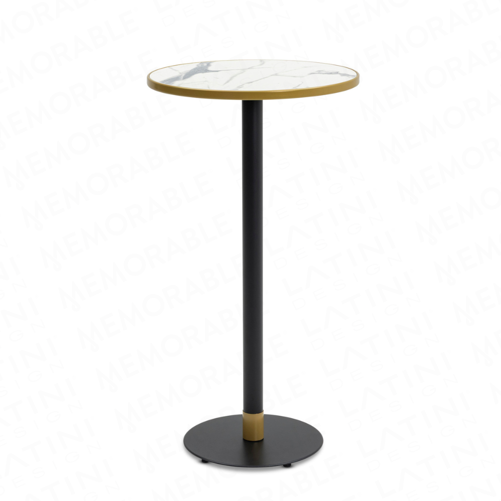 Tavolo Alto Monroe Nero top Marmo Bianco