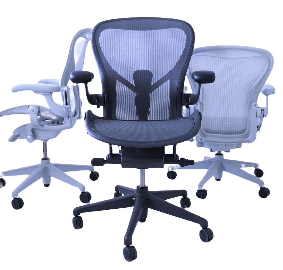 Refurbished Herman Miller Aeron Remastered ergonomic office chair, graphite frame, size B.