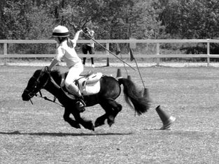 Séance d'équitation ludique : jeune cavalière en pony-games avec MD Coach dans le Grand Est