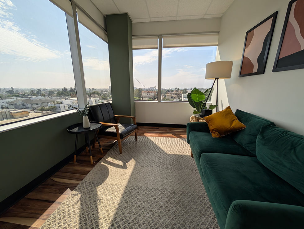 Office for couples therapy in Los Angeles with city views.
