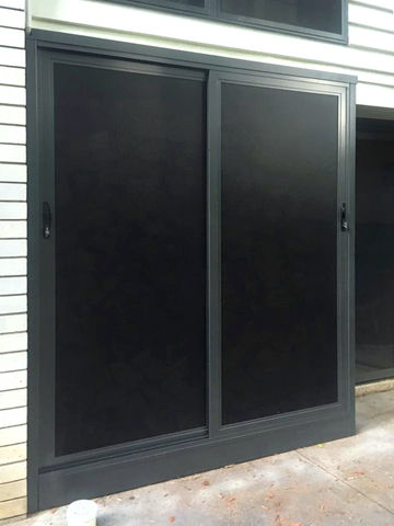 Prowler Proof Protec perforated aluminium security screens installed on sliding doors, and creating a lockable, screened enclosure, by Get Real Secure. We service Brisbane's inner suburbs, including Grange, Kelvin Grove, Paddington, New Farm, Bulimba, Ascot, Geebung and all surrounding areas.