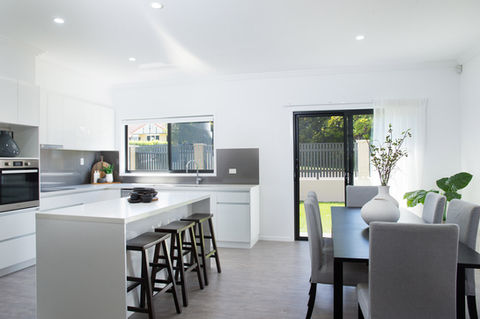 Prowler Proof Protec perforated aluminium security screen installed on window in kitchen.