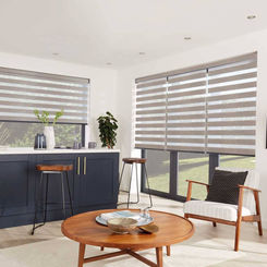 Custom made sheer vision zebra blinds in grey. Get Real Secure services Brisbane's inner suburbs and all surrounding areas.