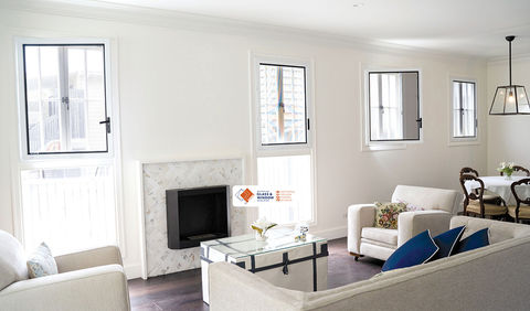 Prowler Proof Hinge Window security screens installed by Get Real Secure on the casement windows of this newly built home in Bardon, Brisbane.