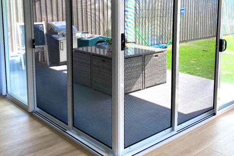 Prowler Proof ForceField corner stacking sliding door security screens installed at this home in Bulimba by Get Real Secure, Stafford Heights.