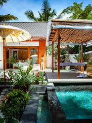 Boho Bellissimo Villa garden and pool setting at Nyuh Kuning, Ubud, Bali