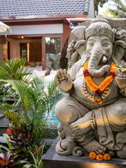 Ganesha Statue on entrance to Boho Bellissimo Villa in Nyuh Kuning, Bali