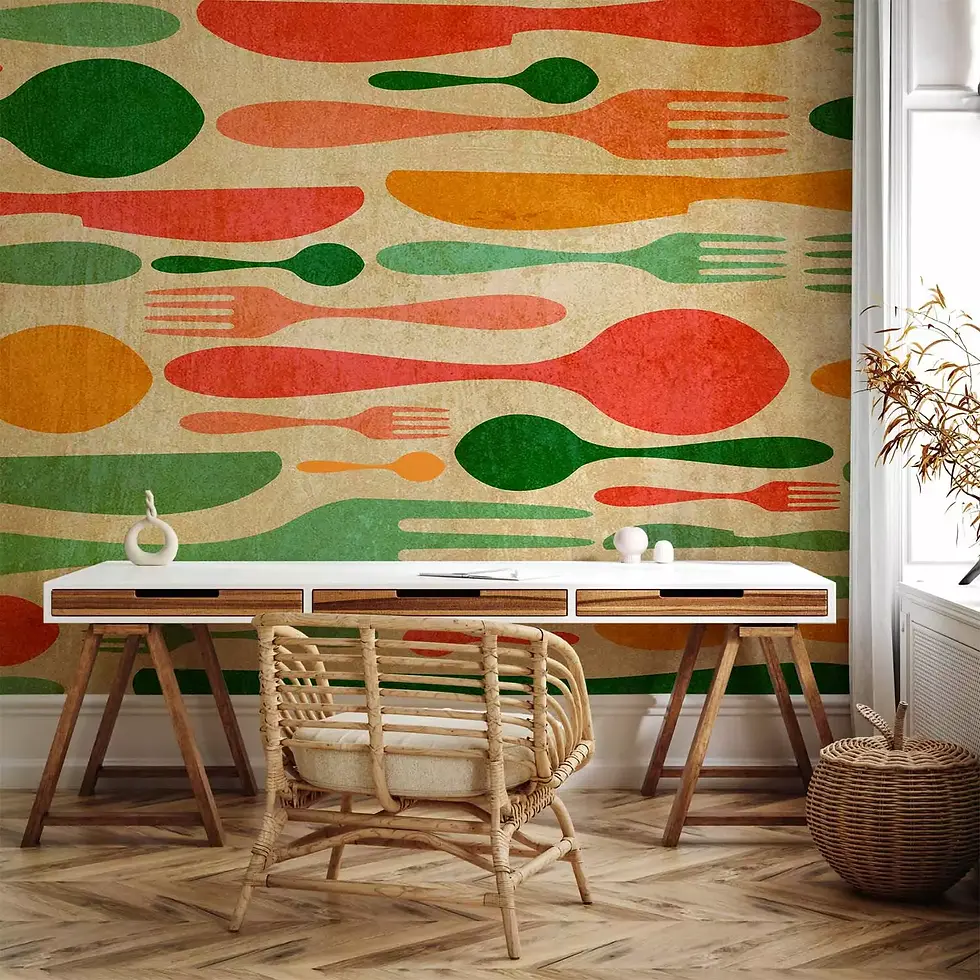 Miniatura: Cubiertos, naranja y verde