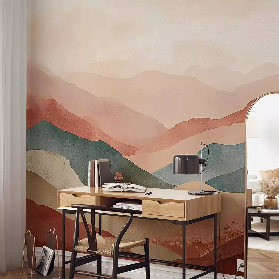 Miniatura: Paisaje montañoso composición sencilla en estilo terracota