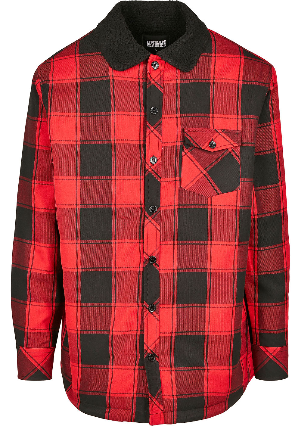 Sherpa Shirt Jacket, black/red