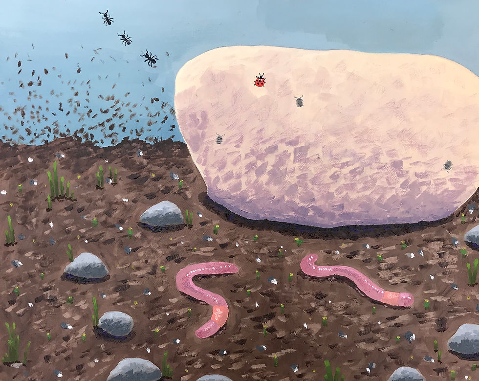 Early Memory: Bug Village, 2021, oil paint, 16" x 20"
