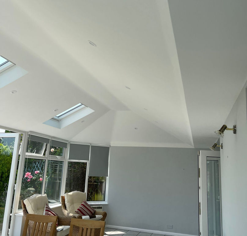 Inside view of skylight installation