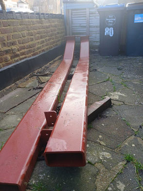Red beams for internal chimney removal