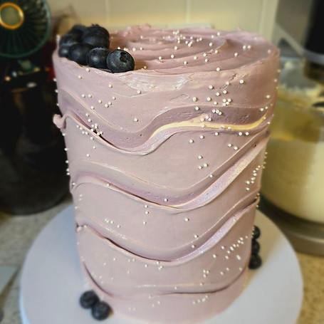 Blueberry swirl birthday cake