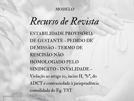ESTABILIDADE PROVISÓRIA DE GESTANTE - PEDIDO DE DEMISSÃO - TERMO DE RESCISÃO NÃO HOMOLOGADO PELO SINDICATO - INVALIDADE