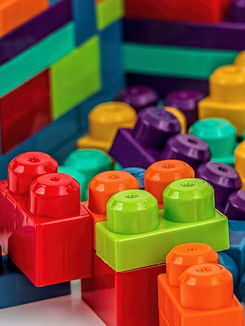 Colorful plastic interlocking blocks.