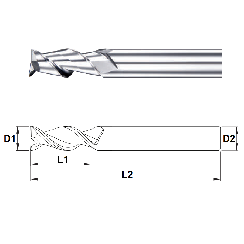 FRESA TOPO RETO 02 CORTES POLIDA PARA ALUMINIO