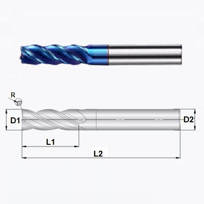 FRESA TOROIDAL 04 CORTES R0.5/R1.0 68HRC