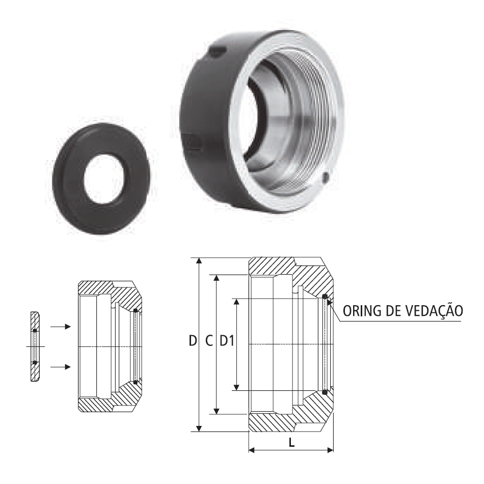 PORCA PARA ANÉIS DE VEDAÇÃO