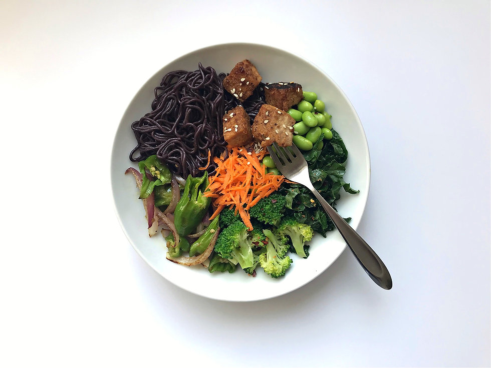 Bowl Bulgogi Tofu Ramen Shishito Kale Broccoli Edamame Fork Landscape.jpeg