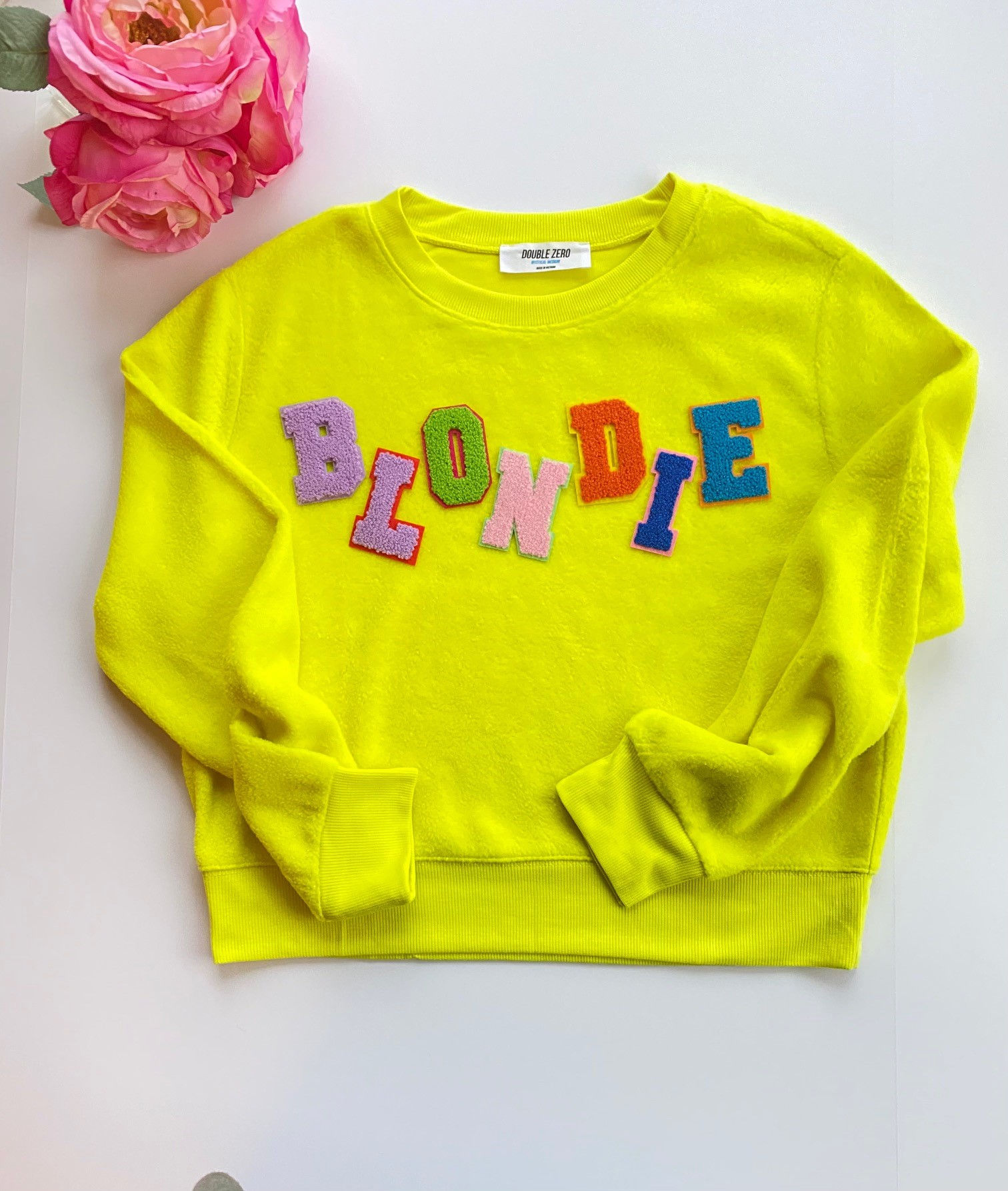Blondie Yellow Fleece Cropped Sweatshirt