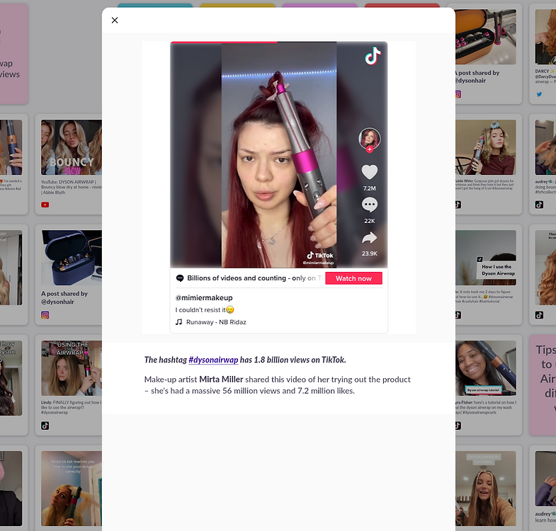 Social buzz around the Dyson Airwrap