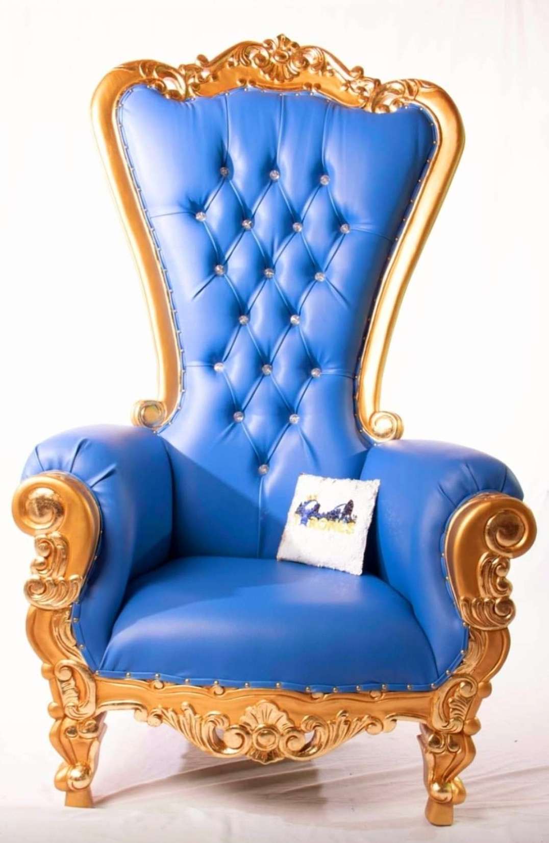 Blue With Gold Trim Throne Chair