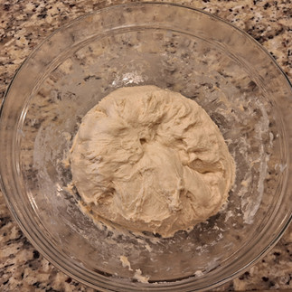 Dough in bowl 2nd pinch sticky looking