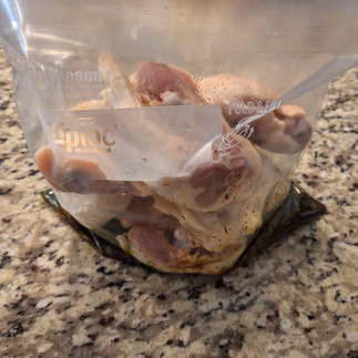 Chicken thighs in marinade bag, unmixed