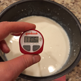 Allow the milk to cool to 100-110°F (37-43°C). Speed up cooling by placing the pot in an ice water bath if needed.