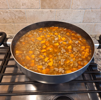 stew in pan cooked halfway
