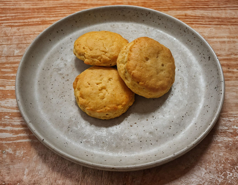 3 sweet potato biscuits on a plate
