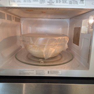 Dough in microwave