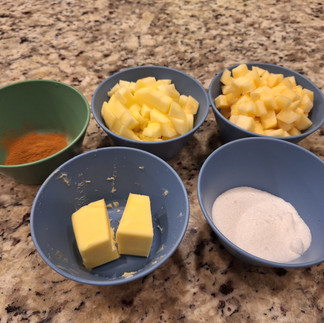 2 medium apples, peeled, cored, and finely diced 2 tbsp butter 3 tbsp sugar 1 ½ tsp ground cinnamon