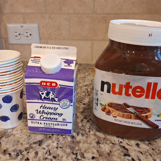 nutella whipping cream and paper cups
